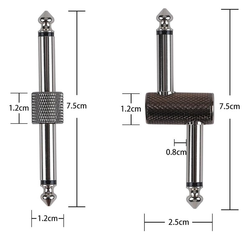 Rayzm Guitar Pedal Patch Connector, 6.35mm (1/4") Effect Pedal to Pedal Coupler, Male to Male Plug Adaptor for Guitar Pedalboard Instead of Patch Cable, Pack of 4 (2 Straight & 2 Z Type) - Image 2